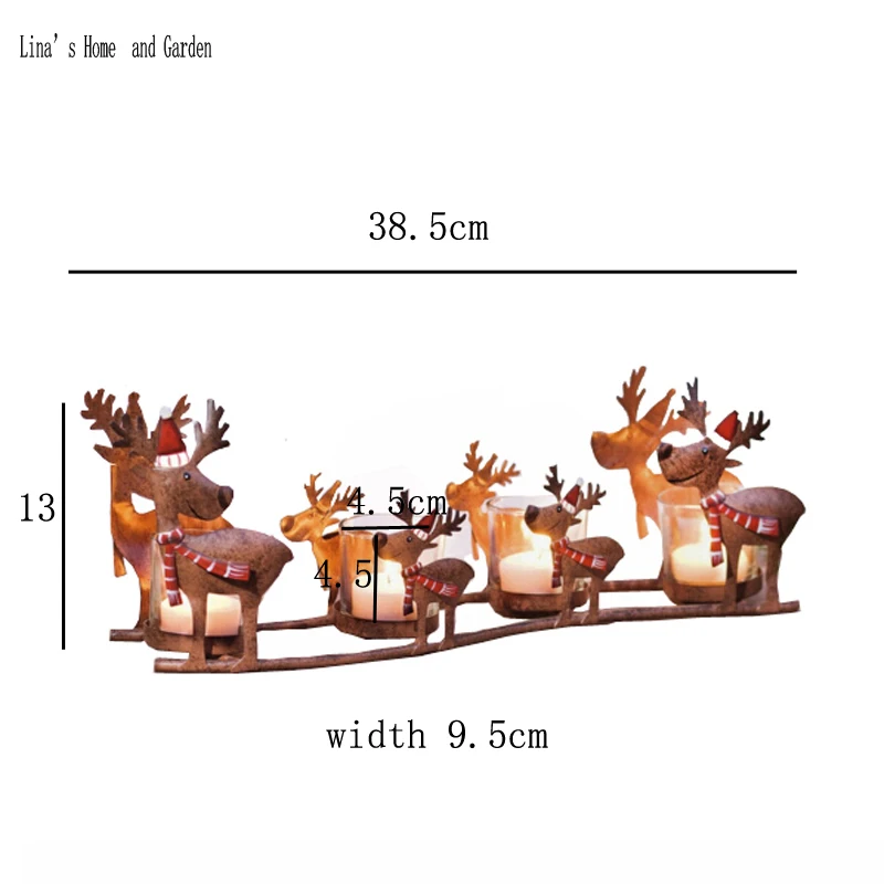 Elk Design Handmade Vintage Retro Metal Candle Holder Christmas Decoration